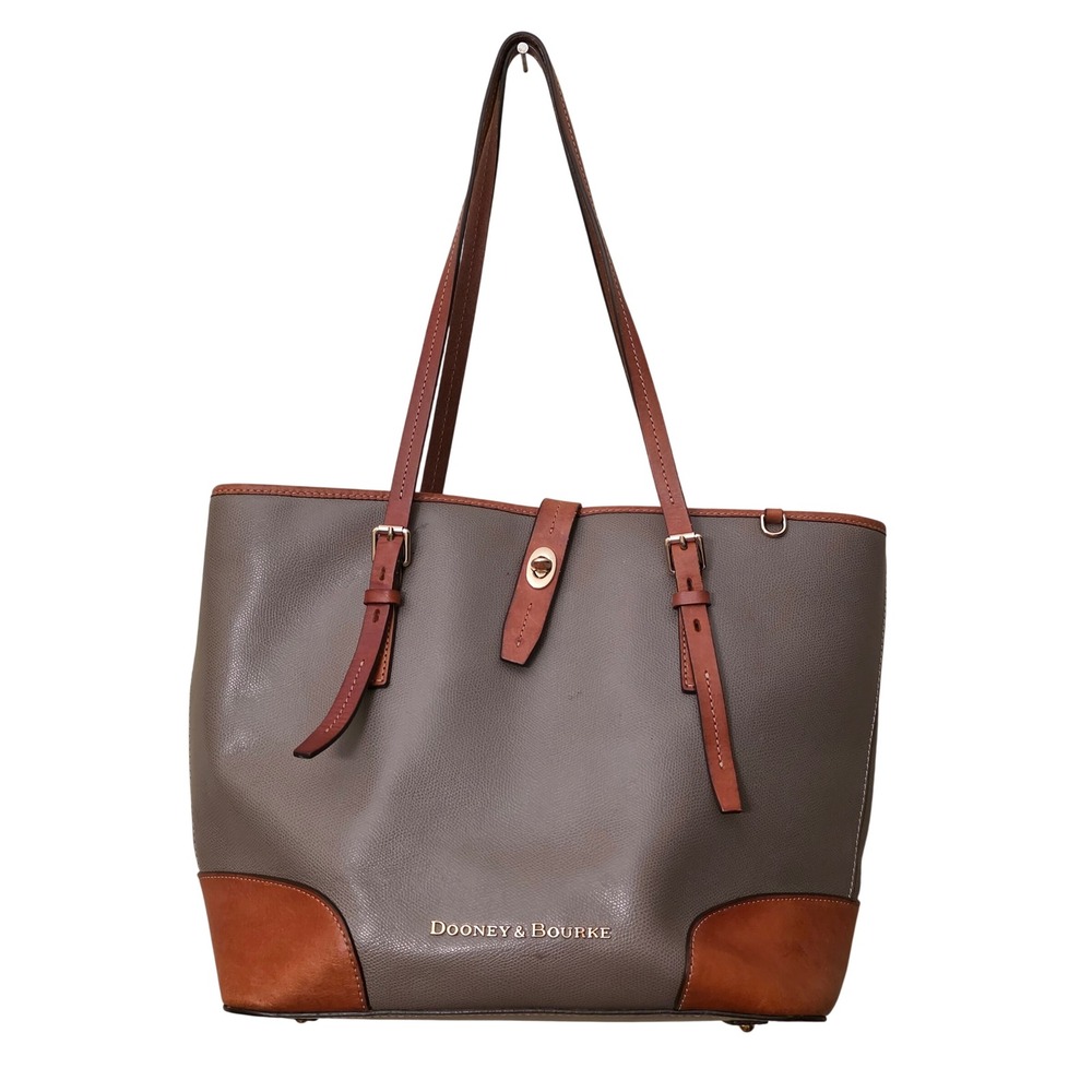 Dooney & Bourke Taupe Grey‎ Pebble Grain Leather Tote Claremont Dover - Picture 2 of 7